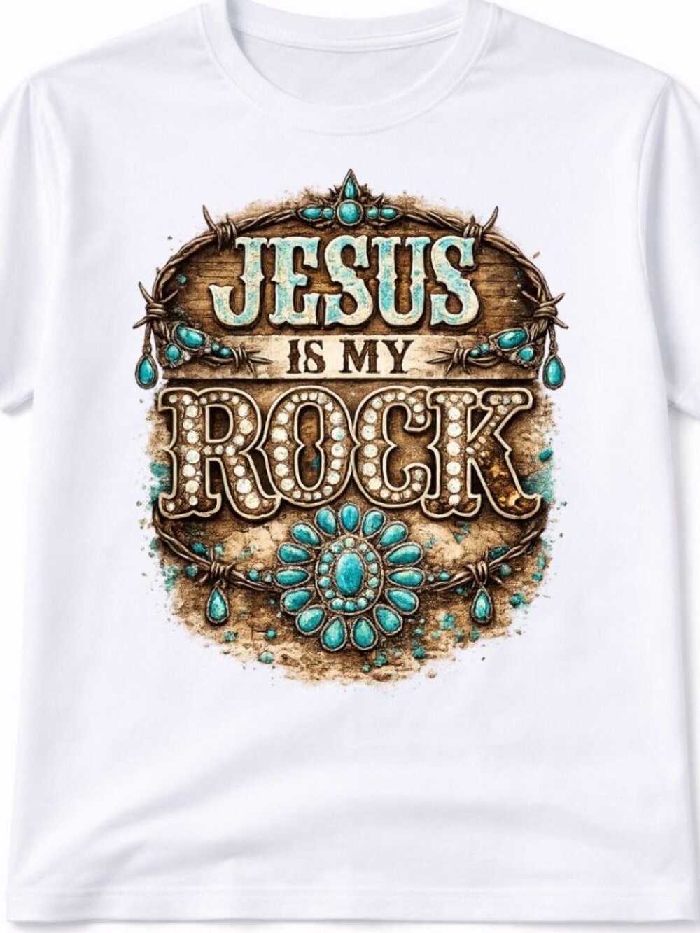 Jesus Is My Rock Western Graphic T Shirt Trendy Boutique Style Tee Women White